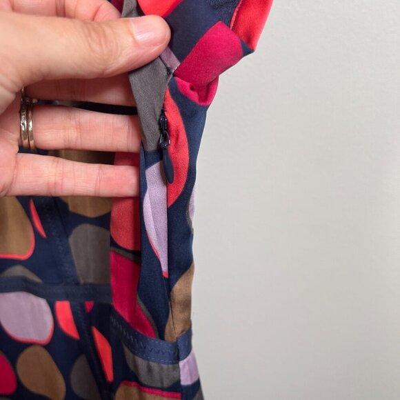 Boden Silk Sheath Dress Size 12 Polka Dot Blue Retro Preppy Work Office Career - Picture 6 of 10